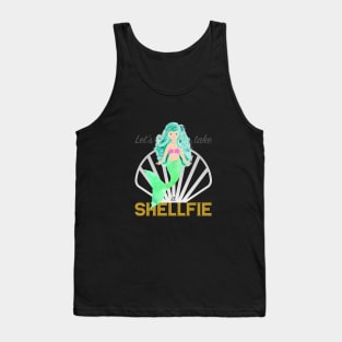 Mermaid: Let's take a shellfie (green) Tank Top